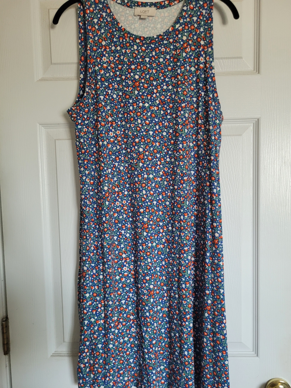 LOFT Blue Floral Sleeveless Shift Dress